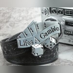 Lifes a gamble dice casino belt buckle